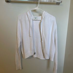 size small white Aerie knit zip up